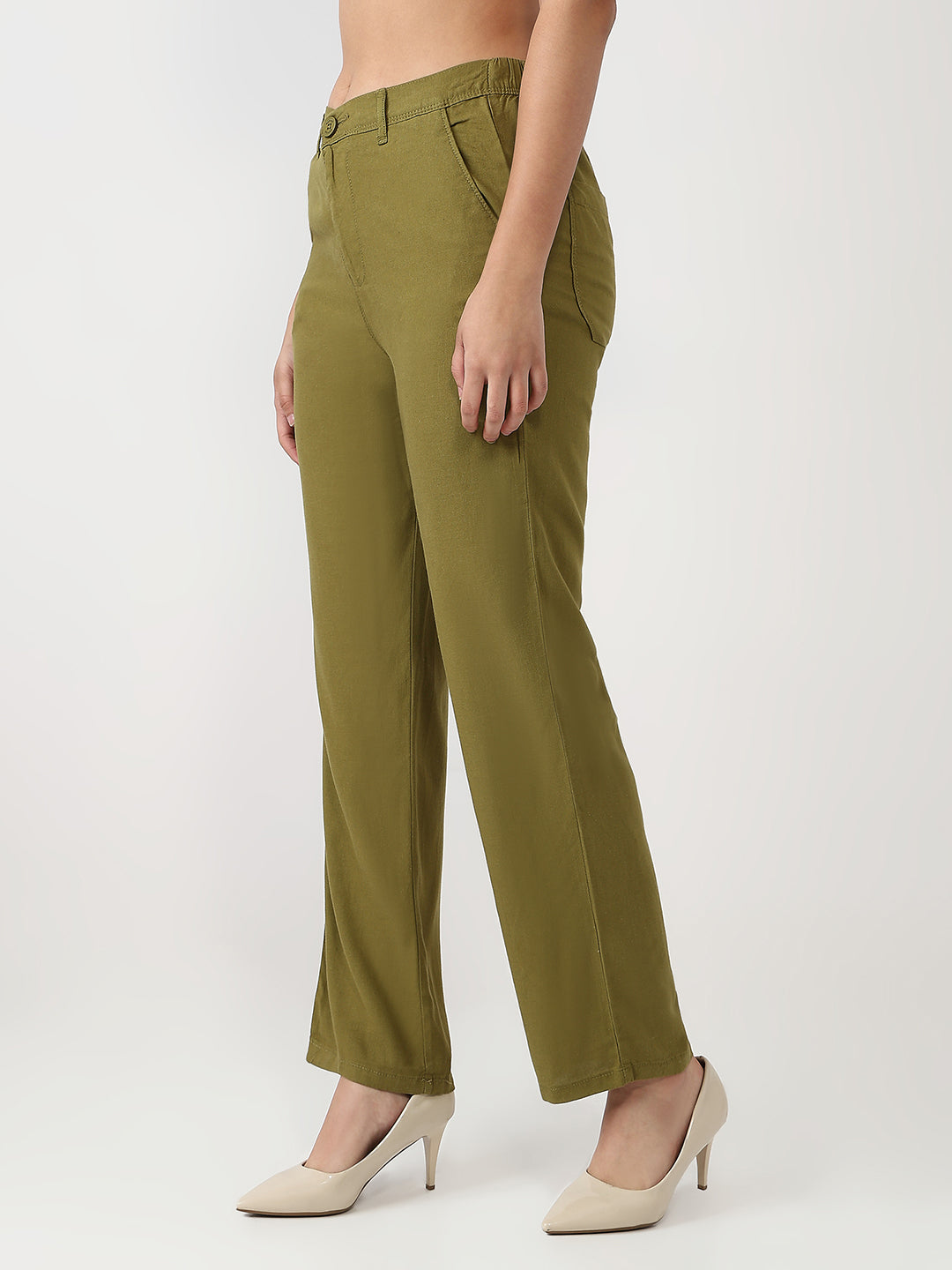 Women Avocado Loose Straight Trousers