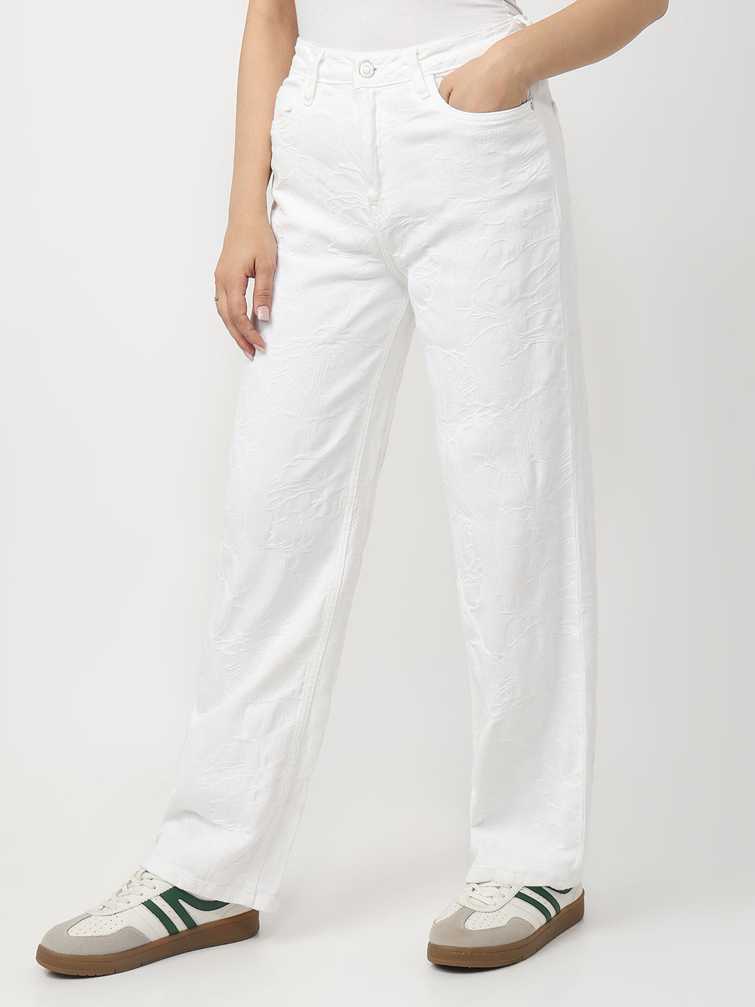 Women White High-Rise Straight Fit Jeans