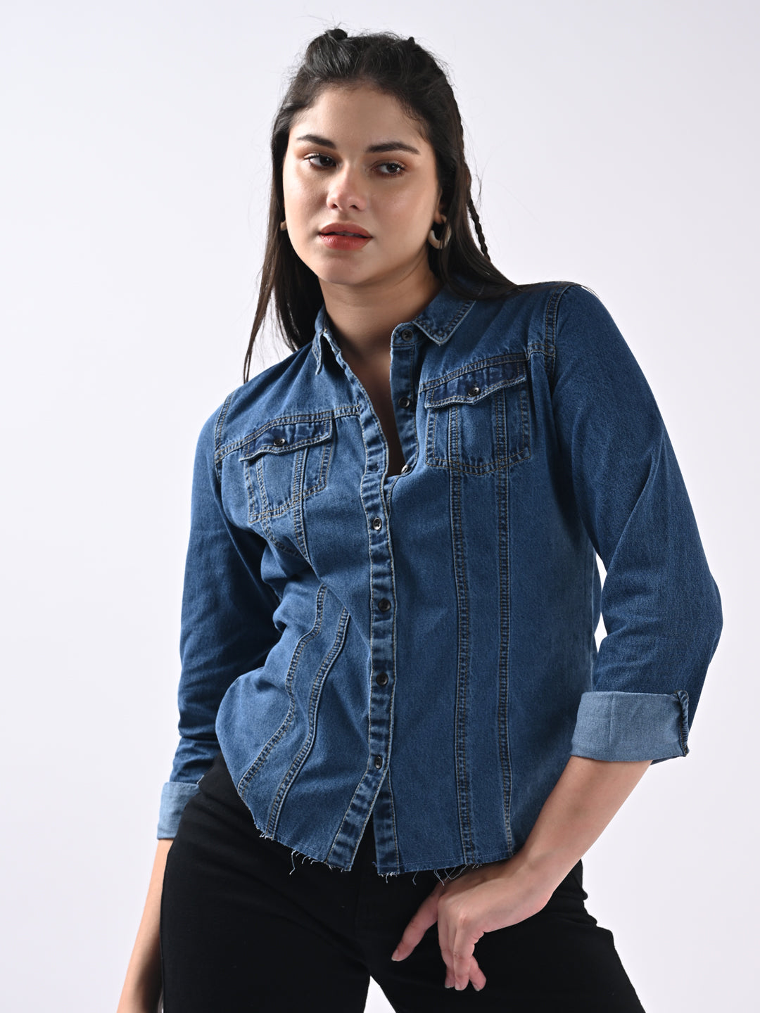 Women Solid Denim Jacket