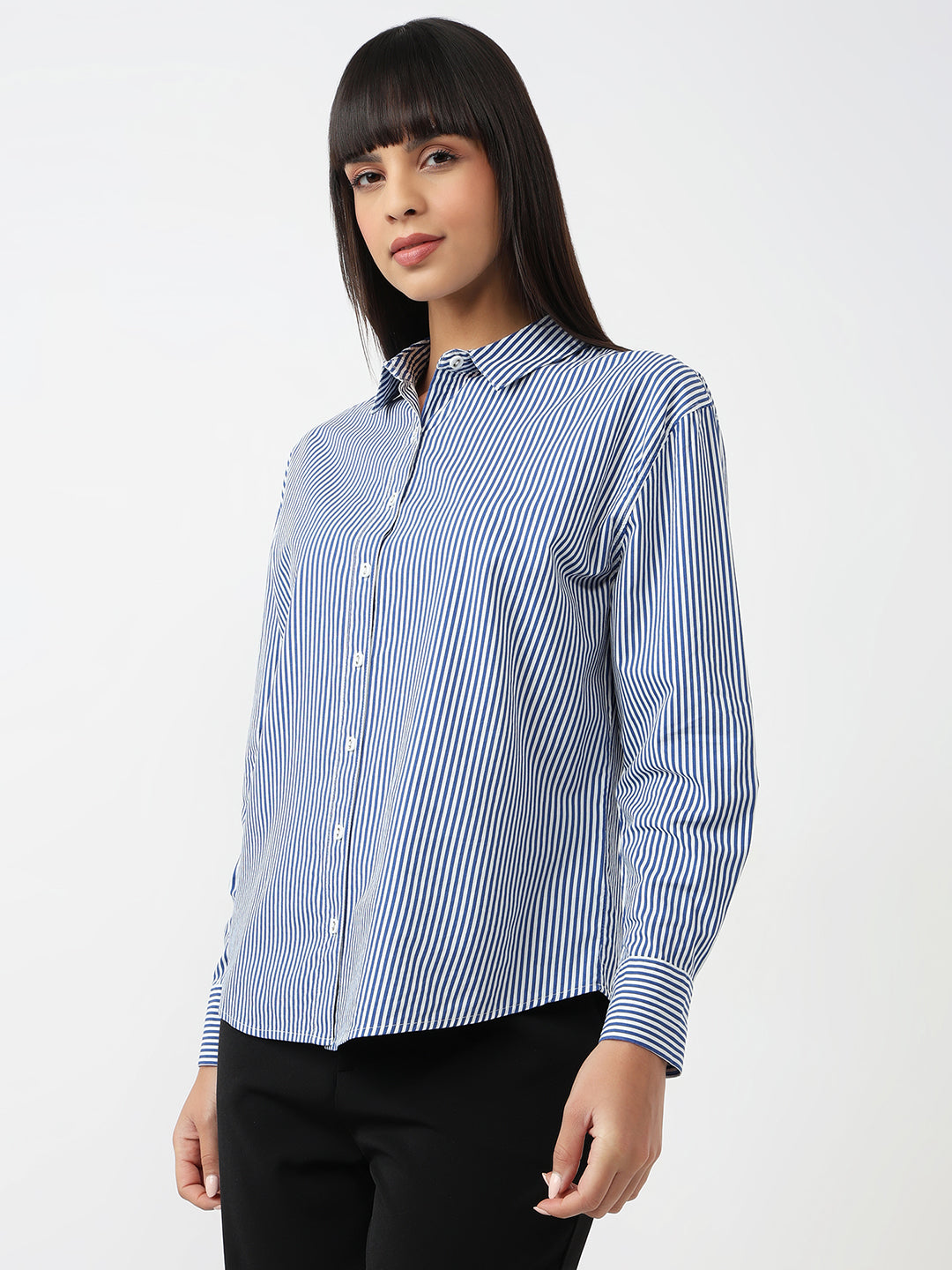 Women Blue/White Oversize Shirt