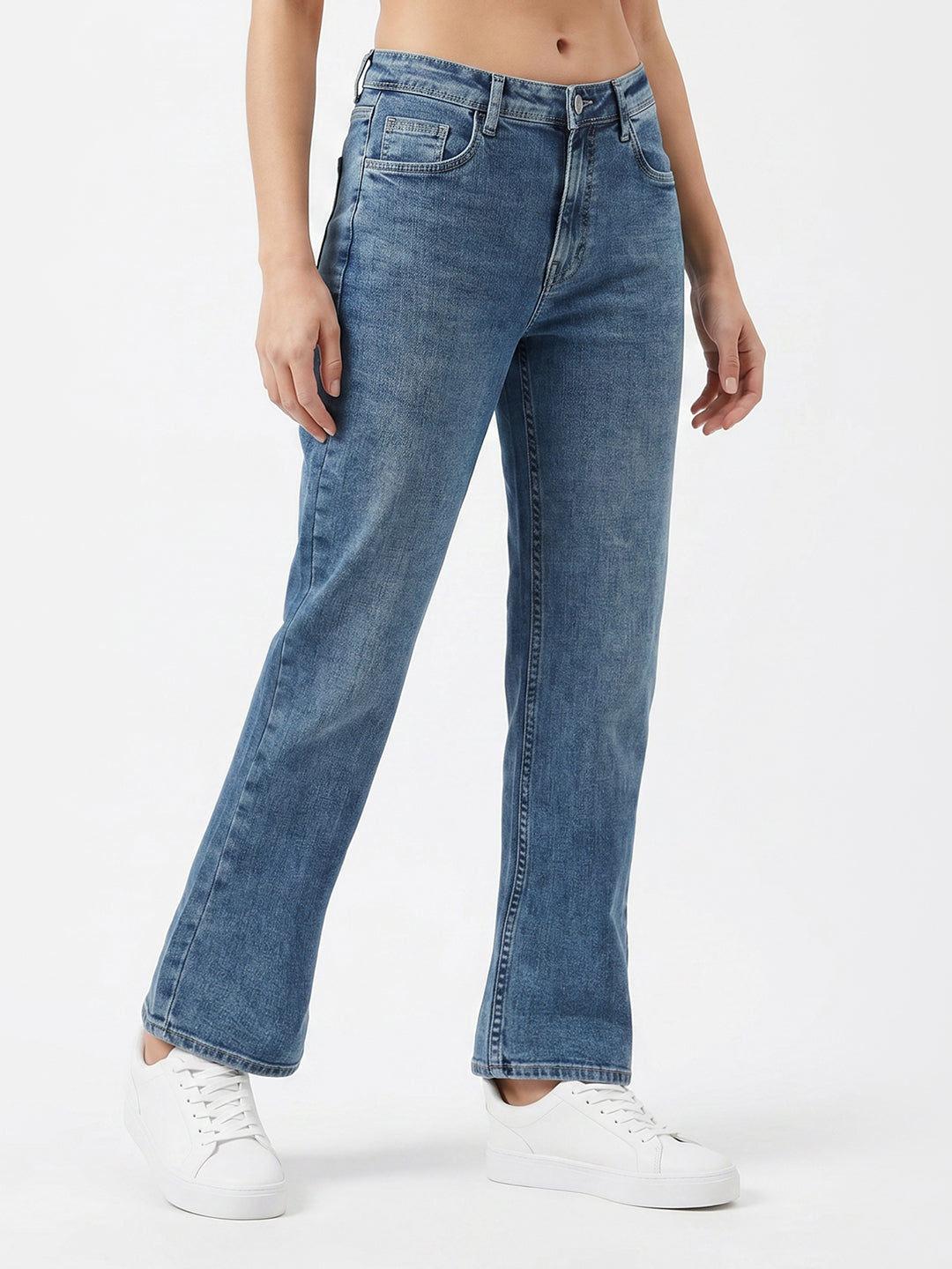 Women Blue High-Rise Flare Jeans