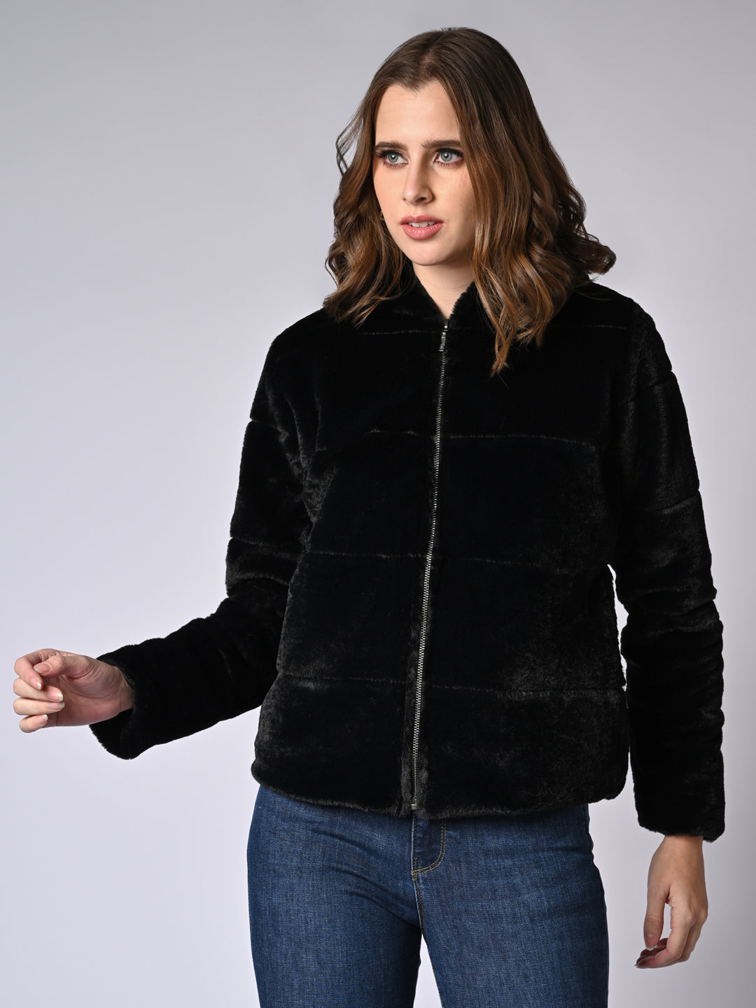 Women Solid Suede Jacket