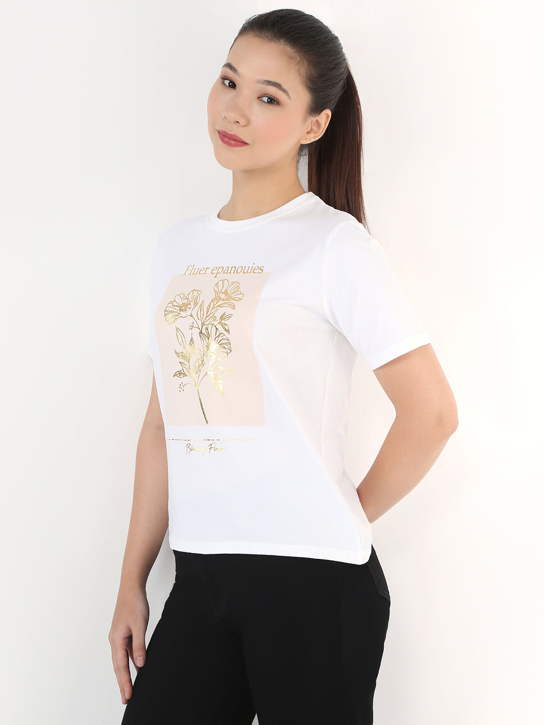 Women White Slim Boxy T-Shirt
