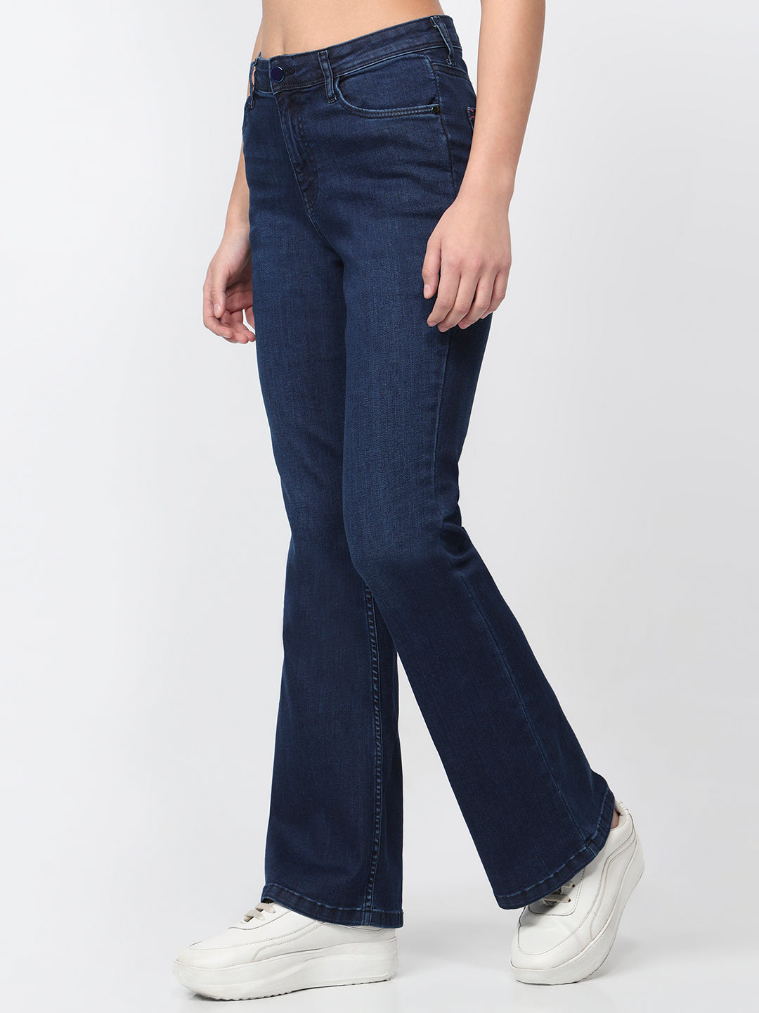 Women Dark Blue High-Rise Flare Jeans