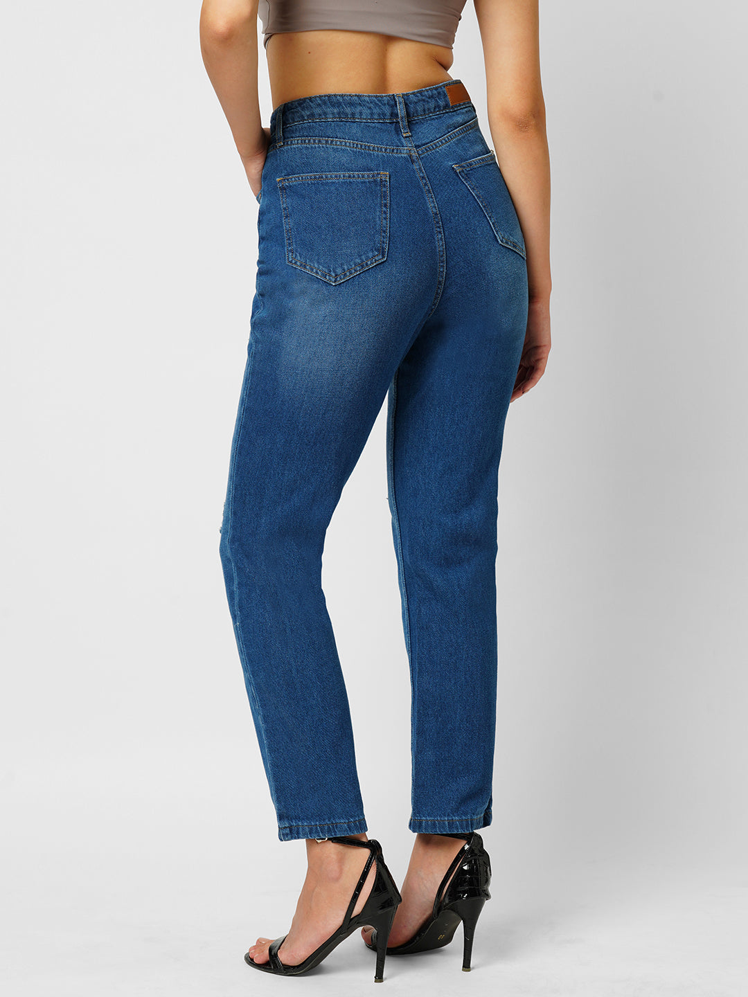 Women Medium Blue High-Rise Straight Fit Jeans