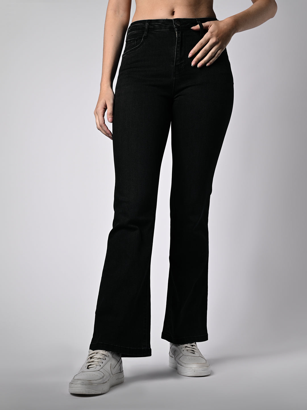 Women Black High-Rise Flare Jeans