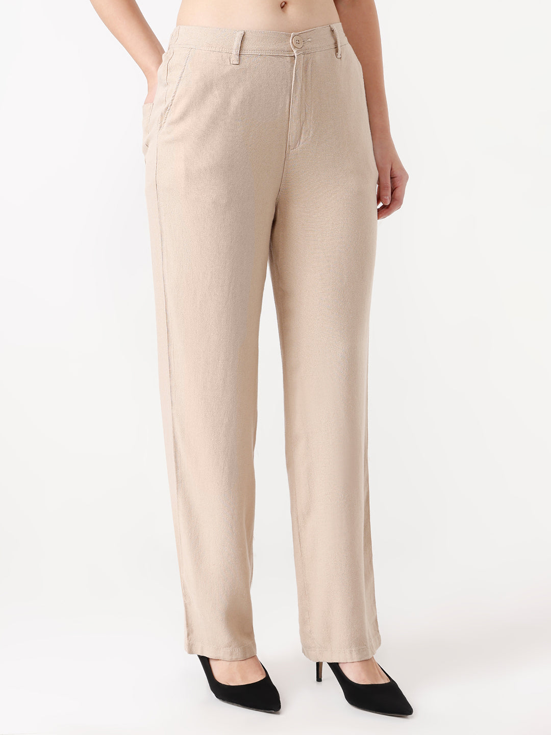 Women High-Rise Loose Straight Fit Korean Pants