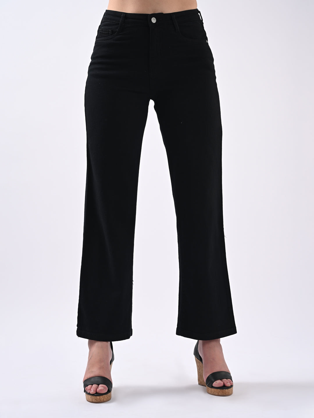Women Black Wide Leg Jeans