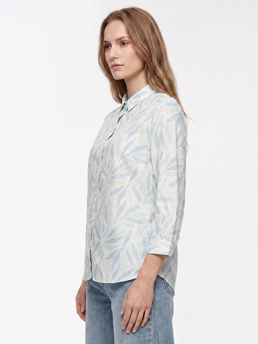Women Mint/Blue Leaf Shirt