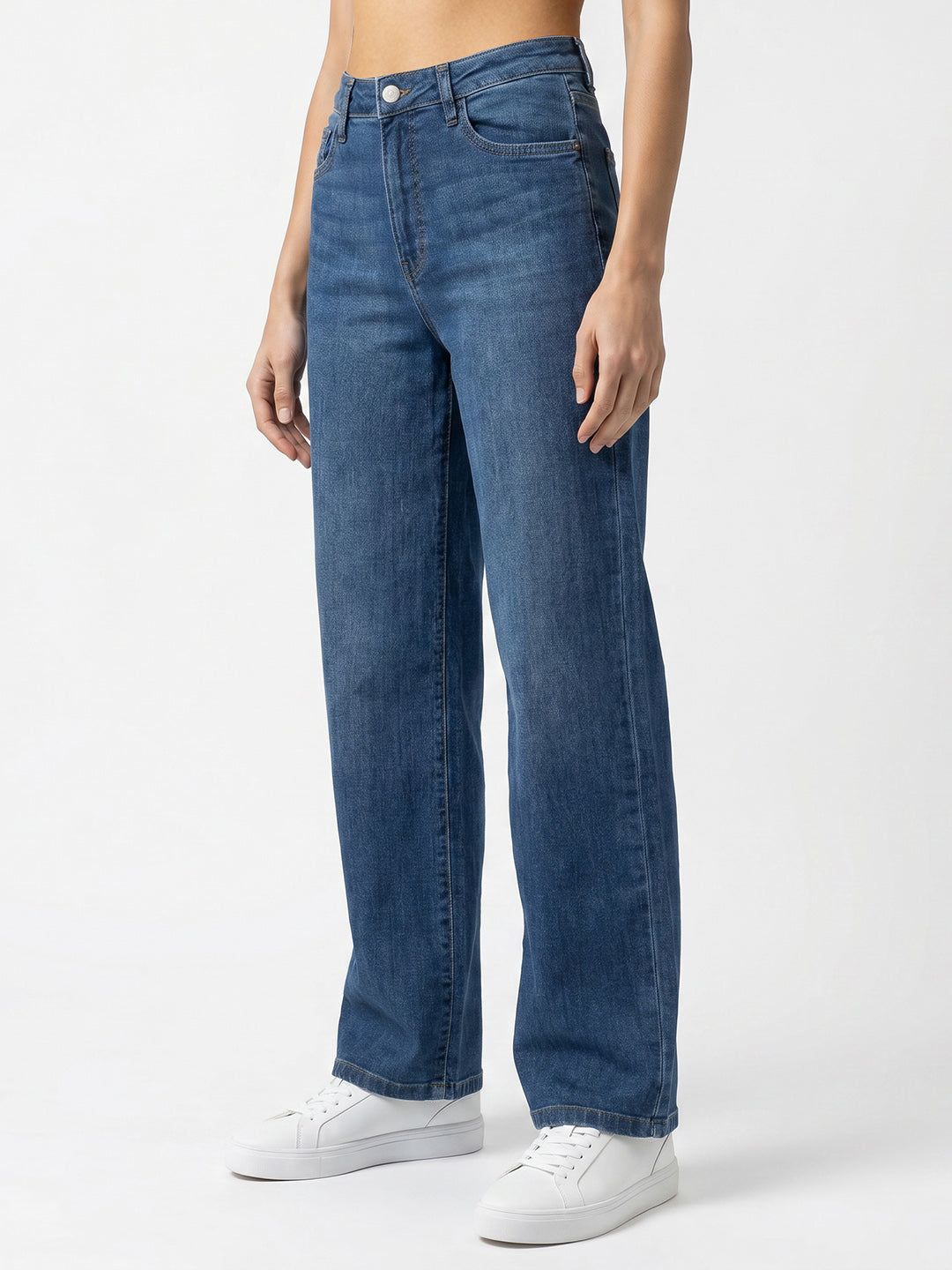 Women Blue High-Rise Straight Fit Jeans