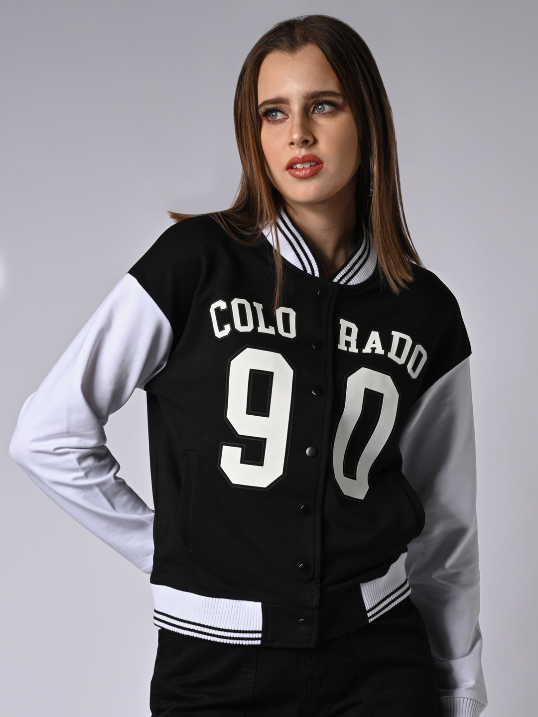 Women Black/White Varsity Jacket