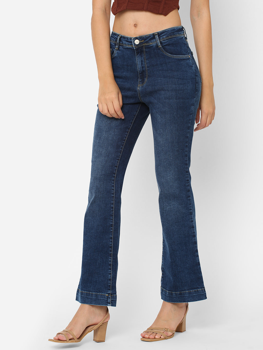Women Blue High-Rise Flare Jeans
