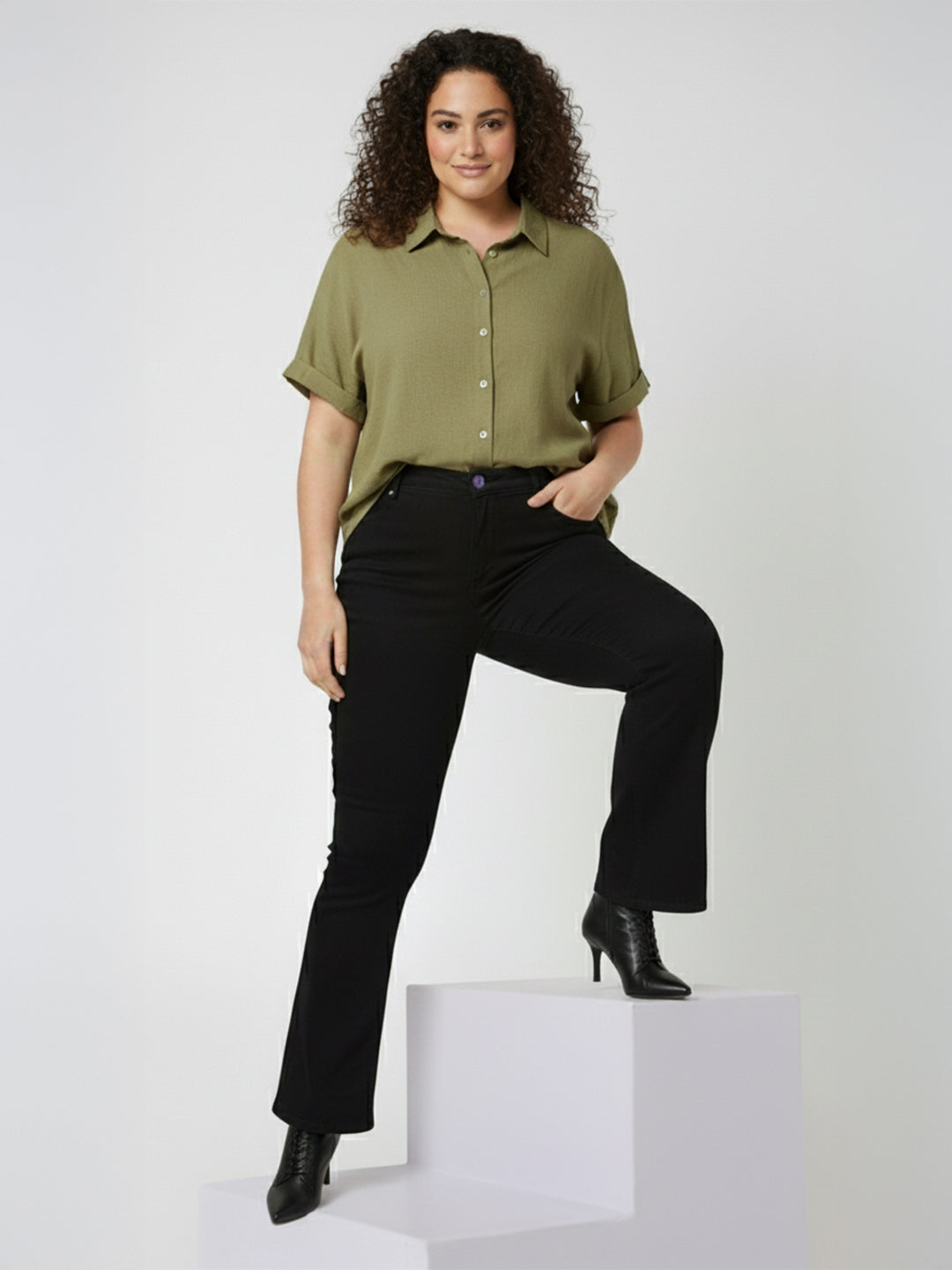Women Black Mini Flare Jeans