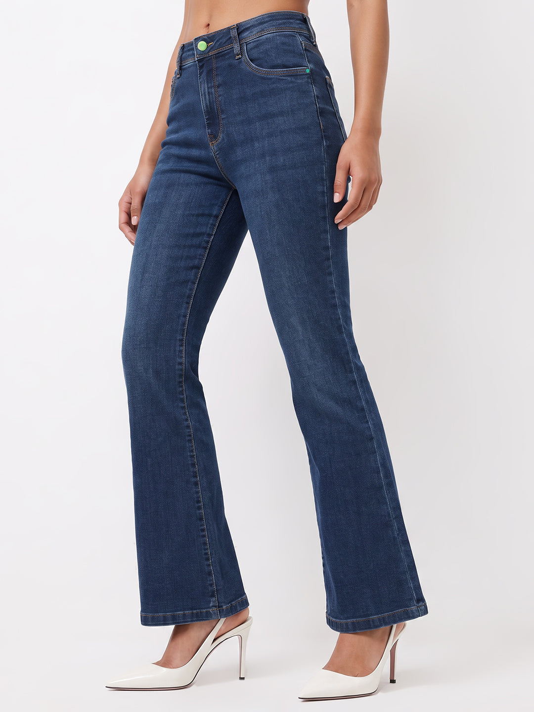 Dark Blue High-Rise Flare Jeans