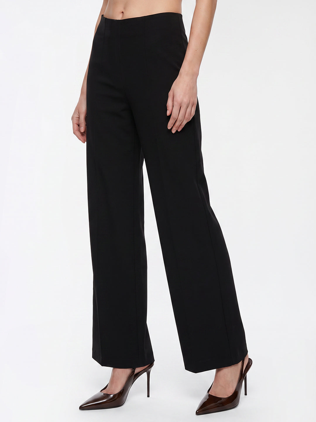 Women Black Wide Leg Treggings