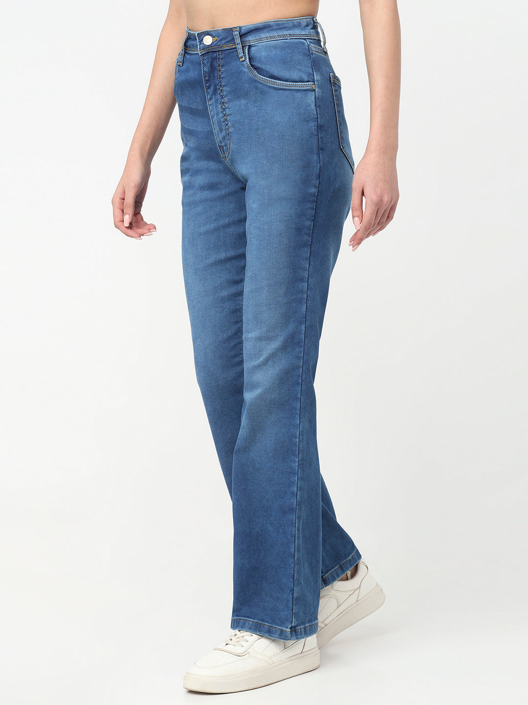 Women Blue High-Rise Flare Jeans