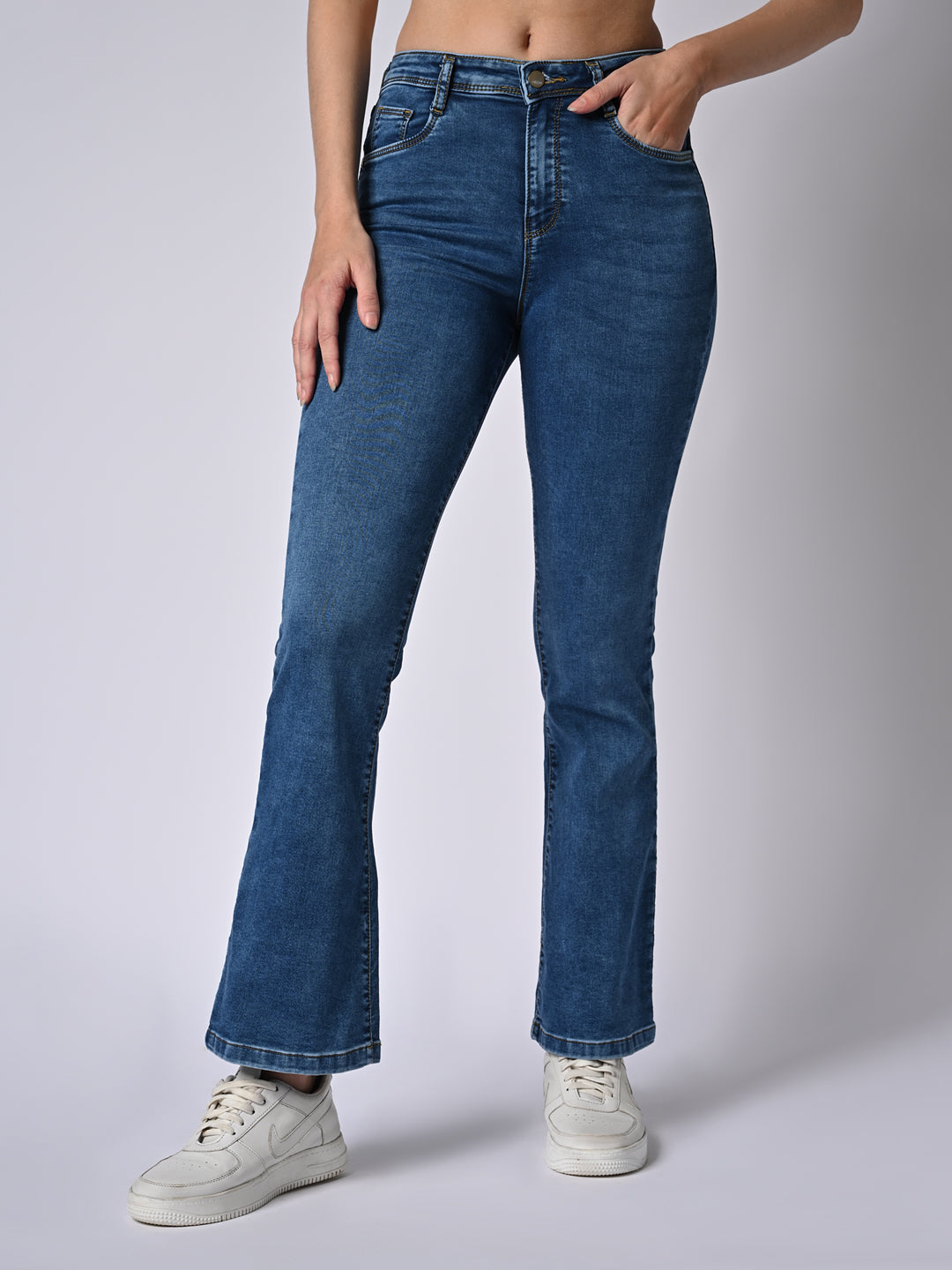 Women Blue High-Rise Flare Jeans