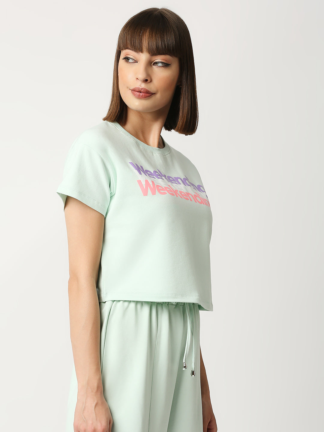 Women Typographic Print Crew-Neck Top