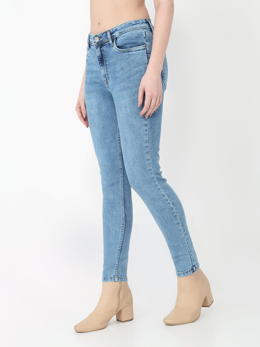 Women Blue High-Rise Skinny Jeans