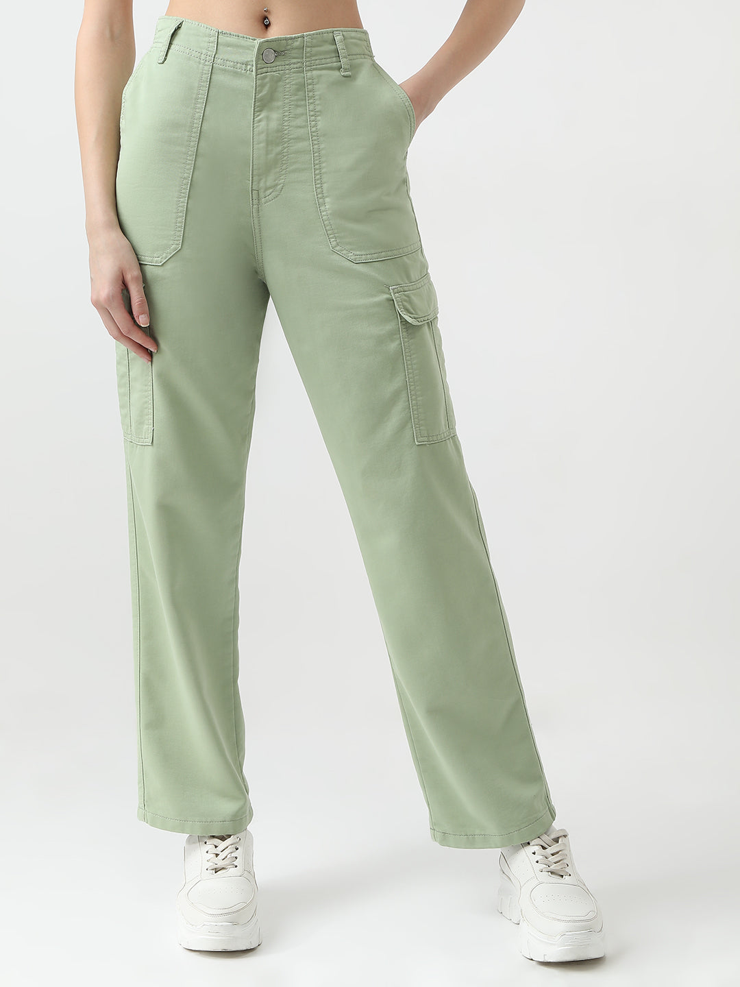 Women Mint Mid-Rise Cargo