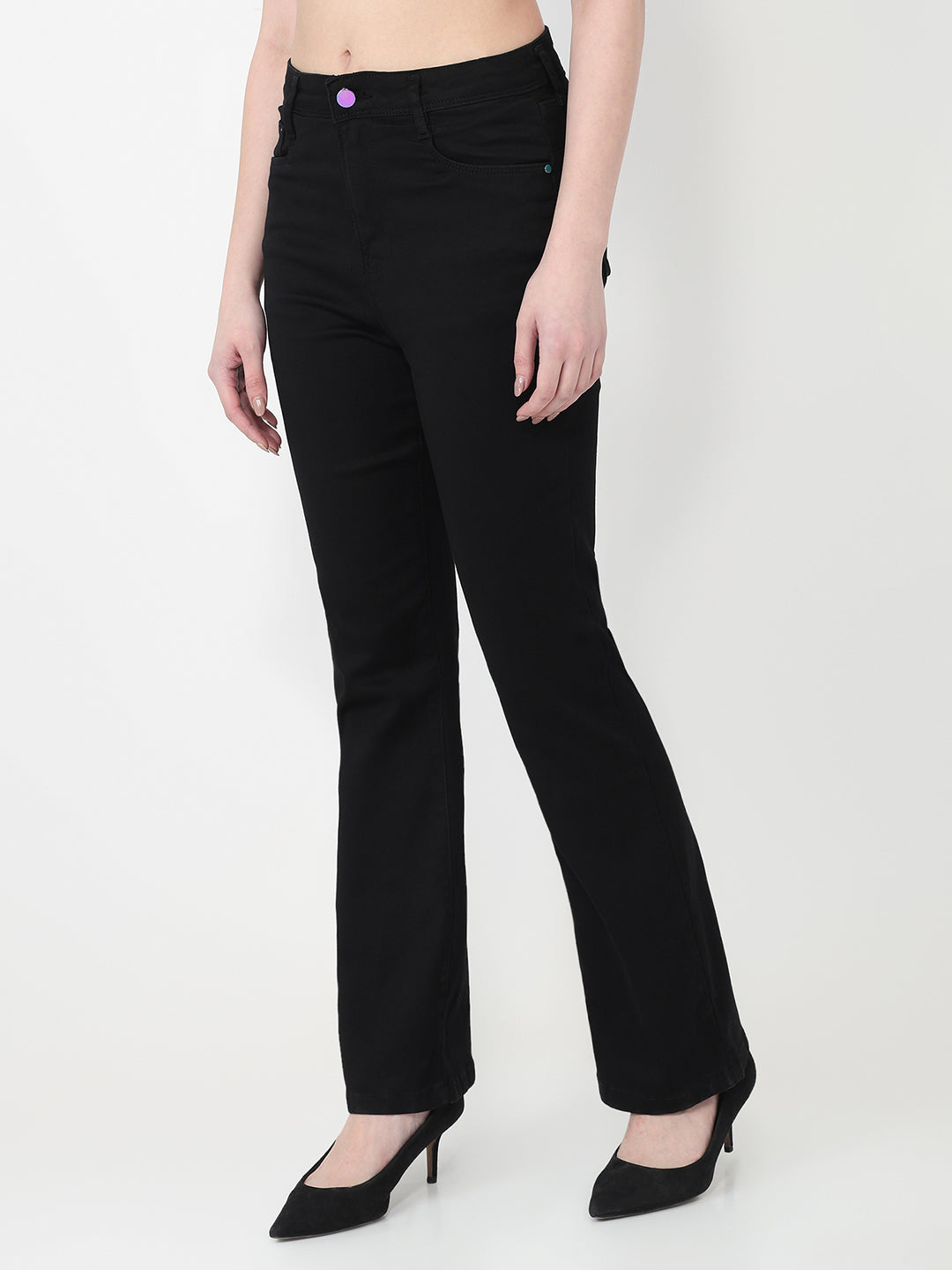 Women Black High-Rise Flare Jeans