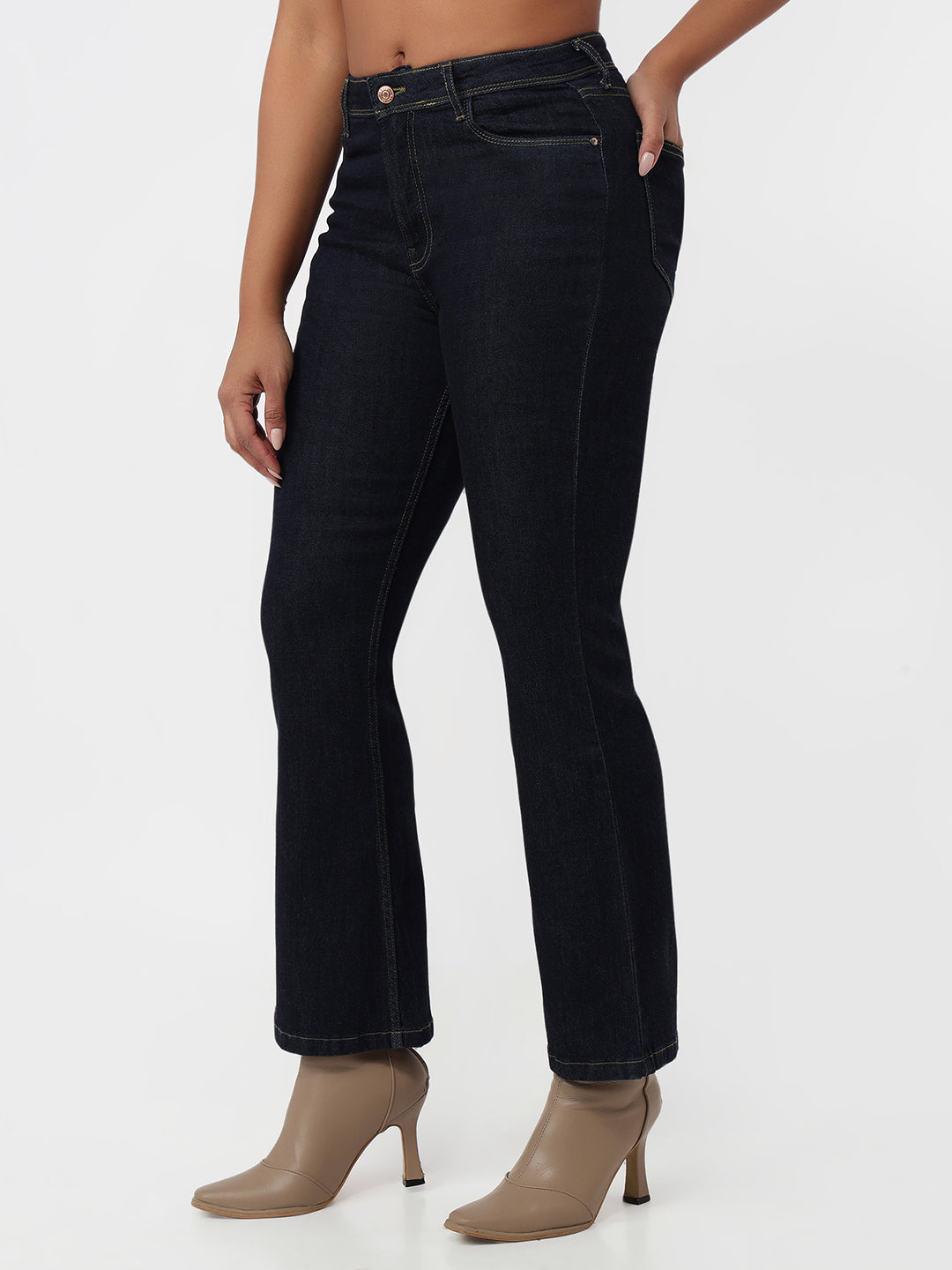 Dark Blue High-Rise Flare Jeans