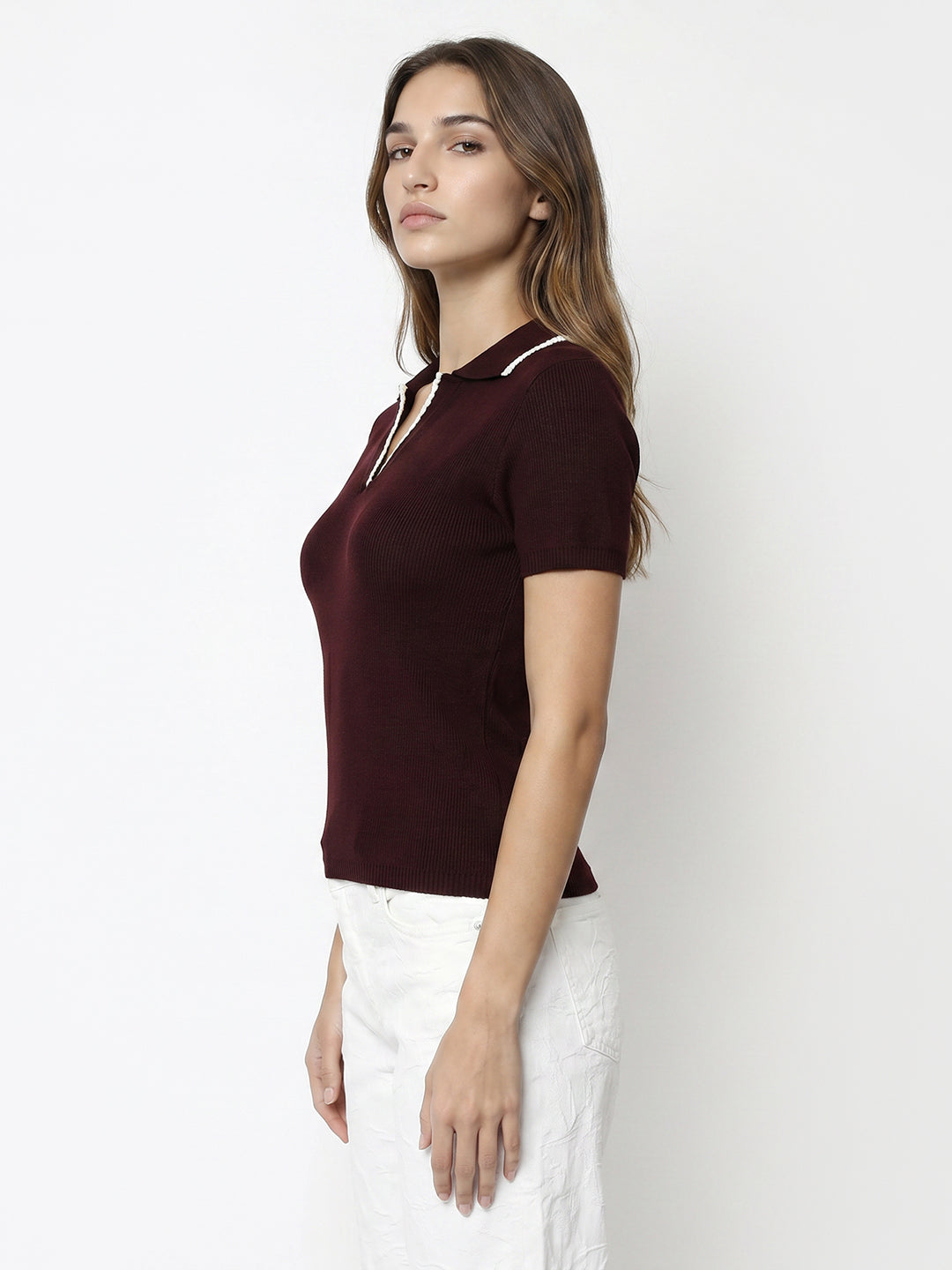 Women Wine Flat Knit
