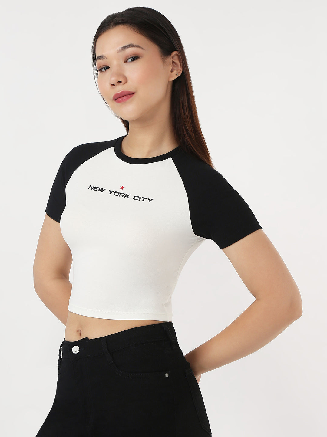 Women Ivory/Black Slim Genz Tees