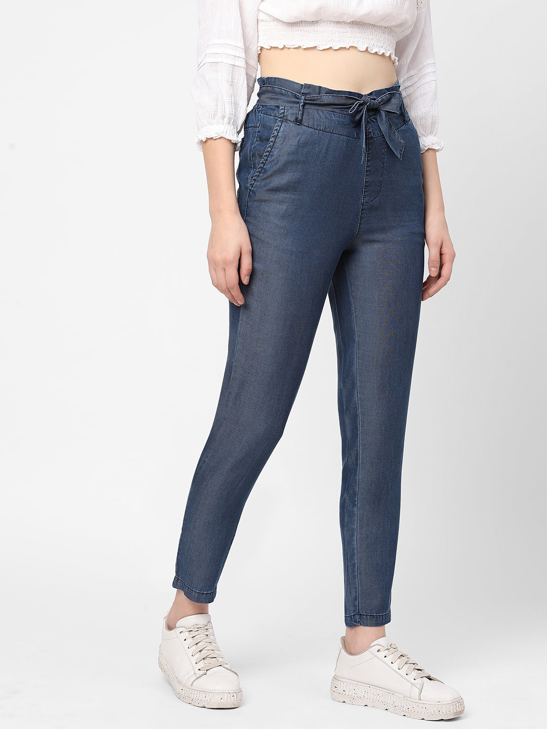 Women High-Rise Comfort Paper Bag Pants