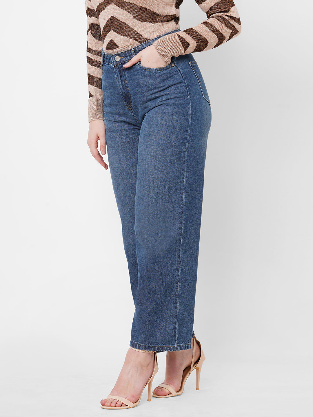 Women Blue High-Rise Wide Leg Jeans