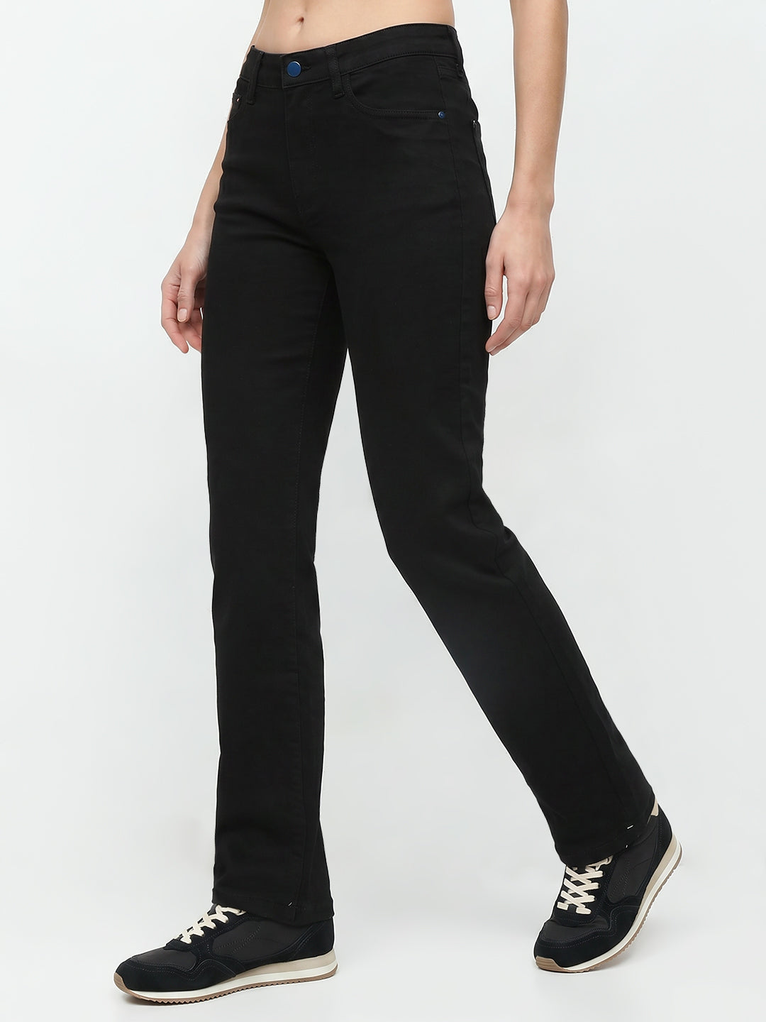 Women Black High-Rise Slim Straight Fit Jeans