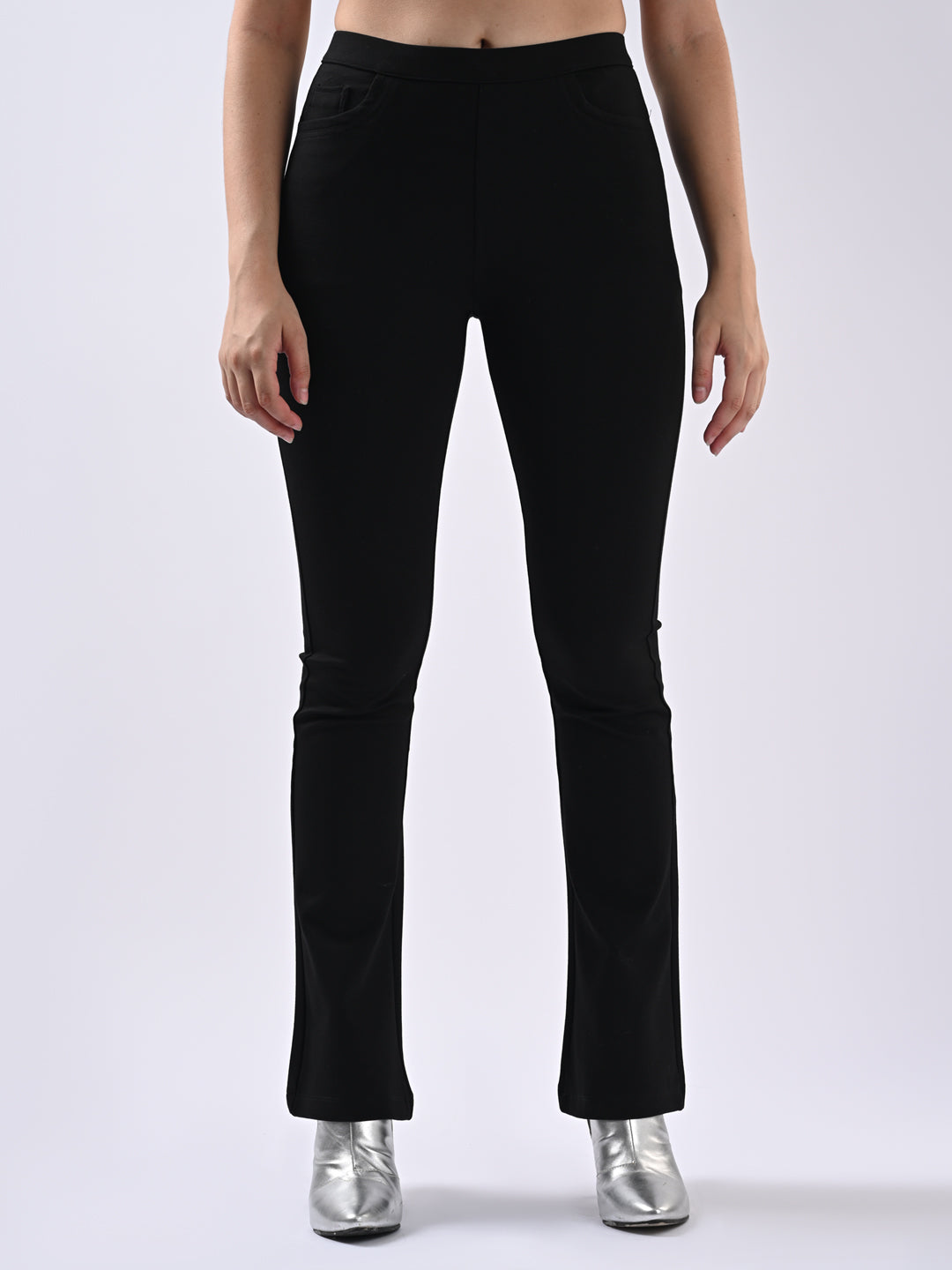 Women Black Flare Treggings