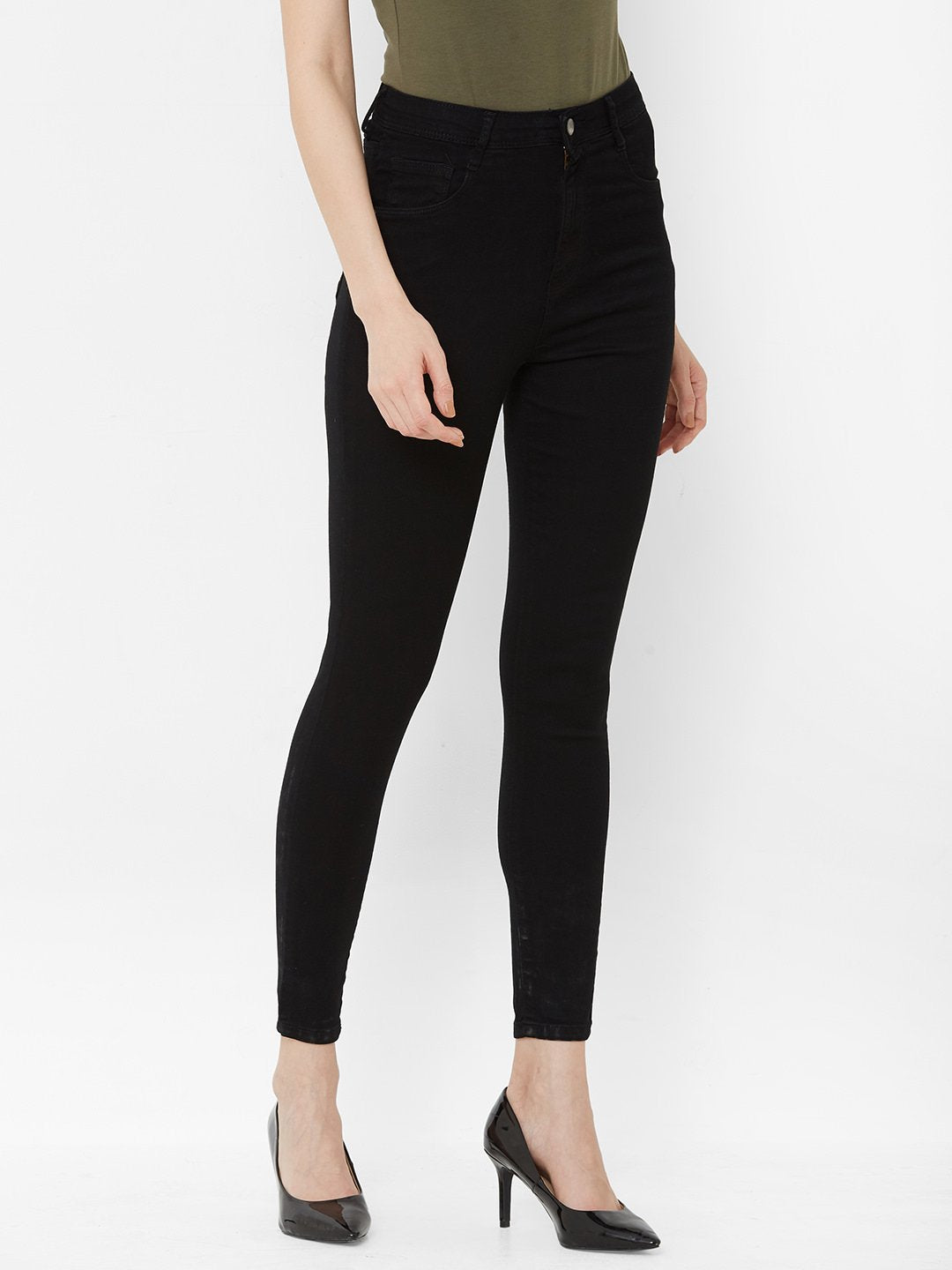 Women Black High-Rise Super Skinny Jeans