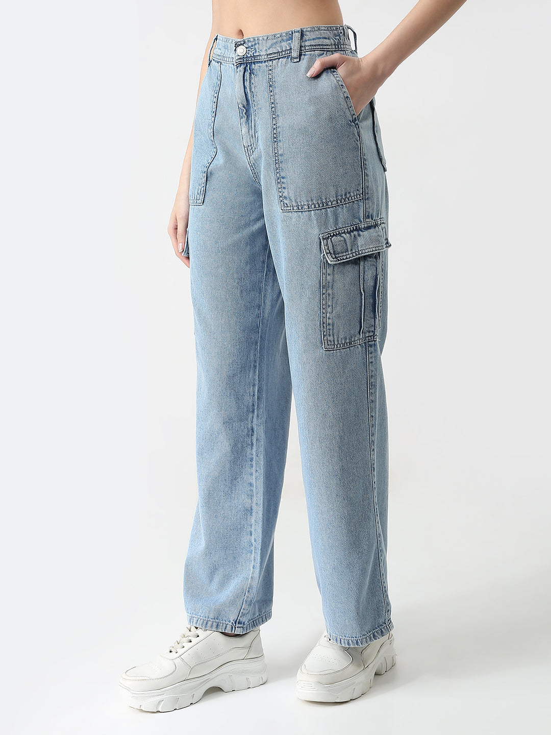 Women High Rise Loose Fit Cargo