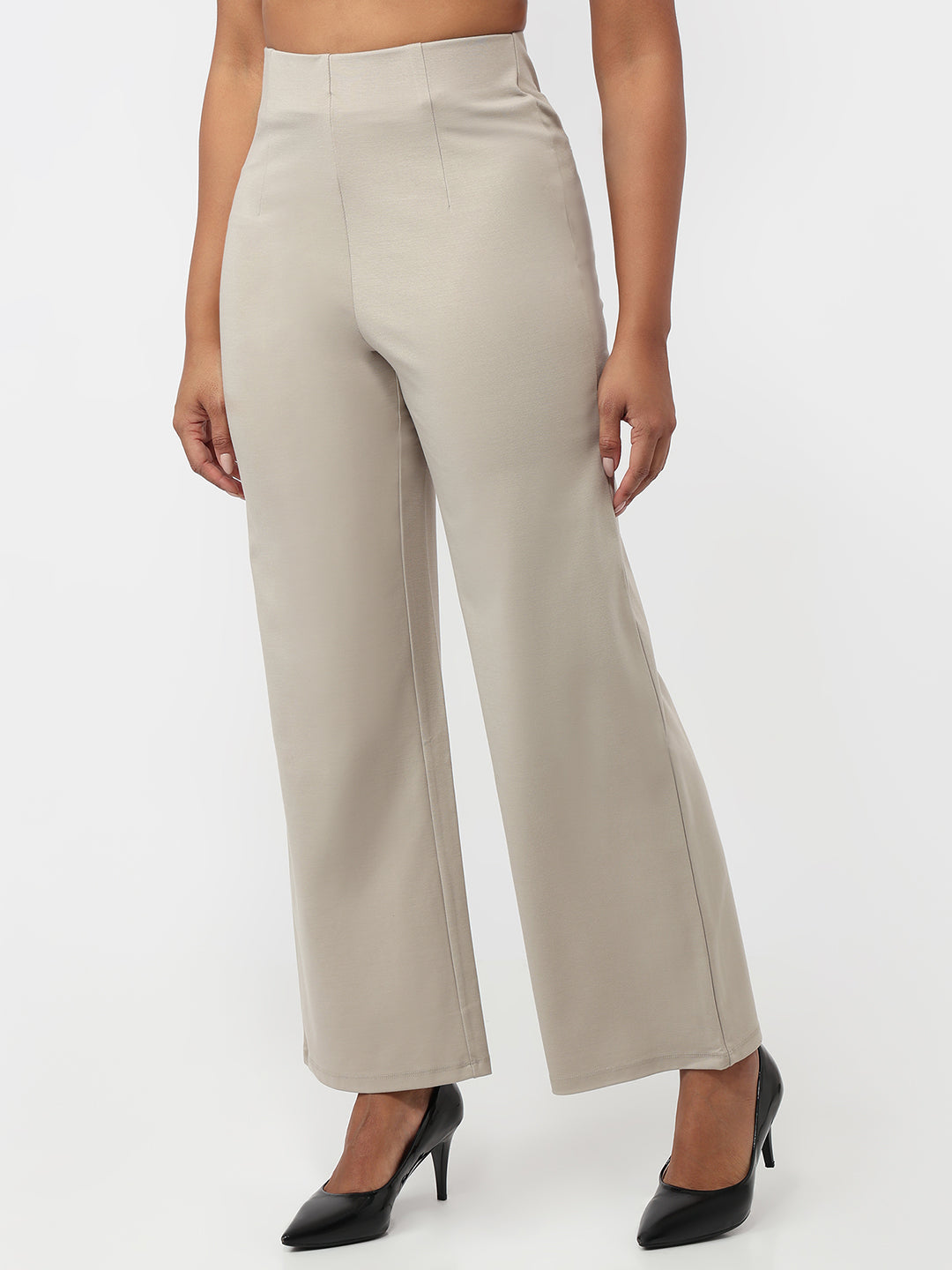 Women Light Fawn Wide Leg Treggings