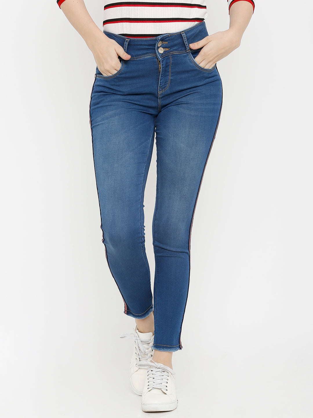 Women Blue High-Rise Skinny Jeans