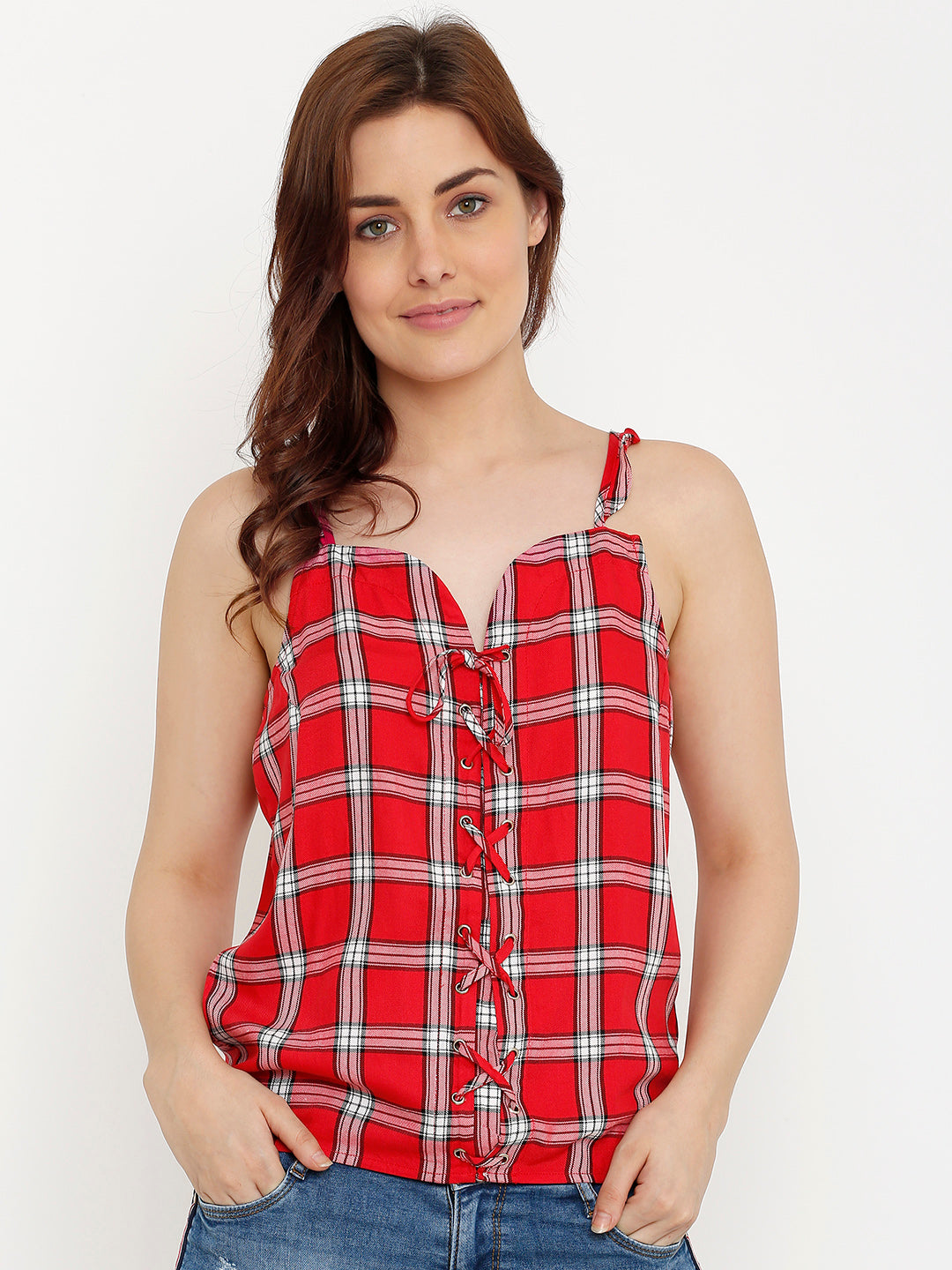 Women Red Slim Top
