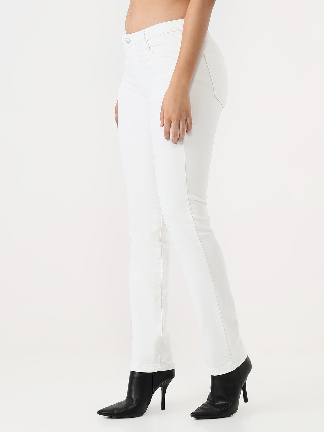 Women White High-Rise Slim Straight Fit Jeans