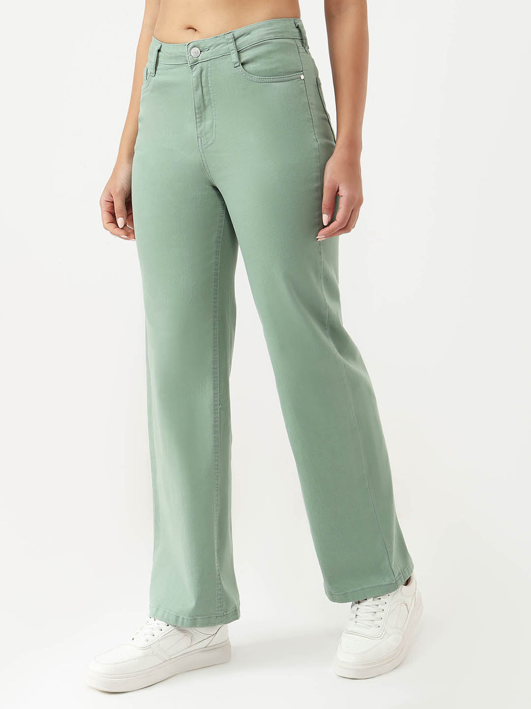 Women Mint Loose Straight Jeans