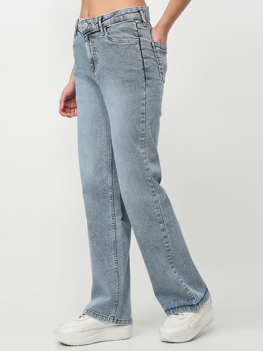 Women Blue High-Rise Baggy Jeans