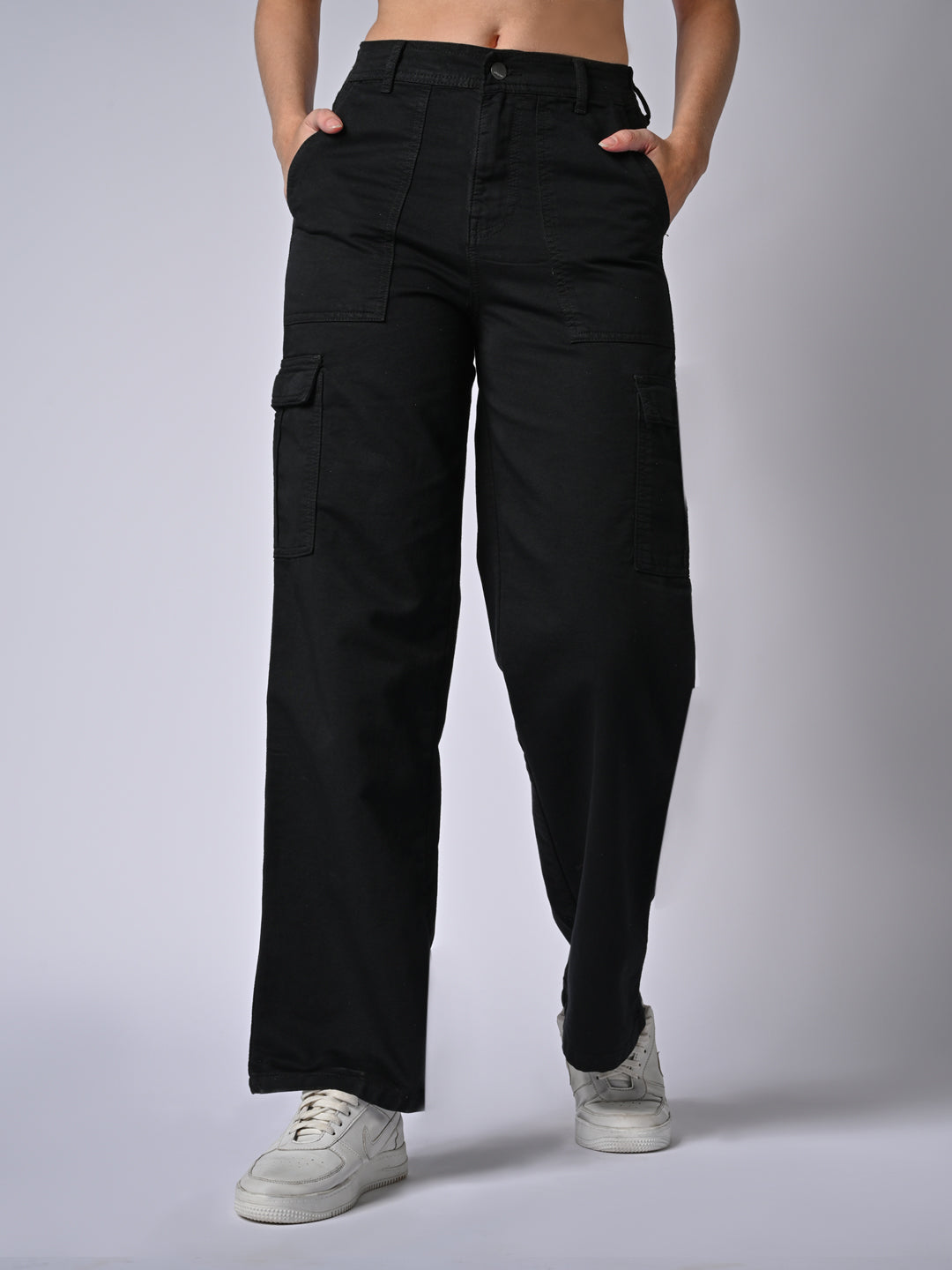 Women High-Rise Loose Straight Fit Cargo