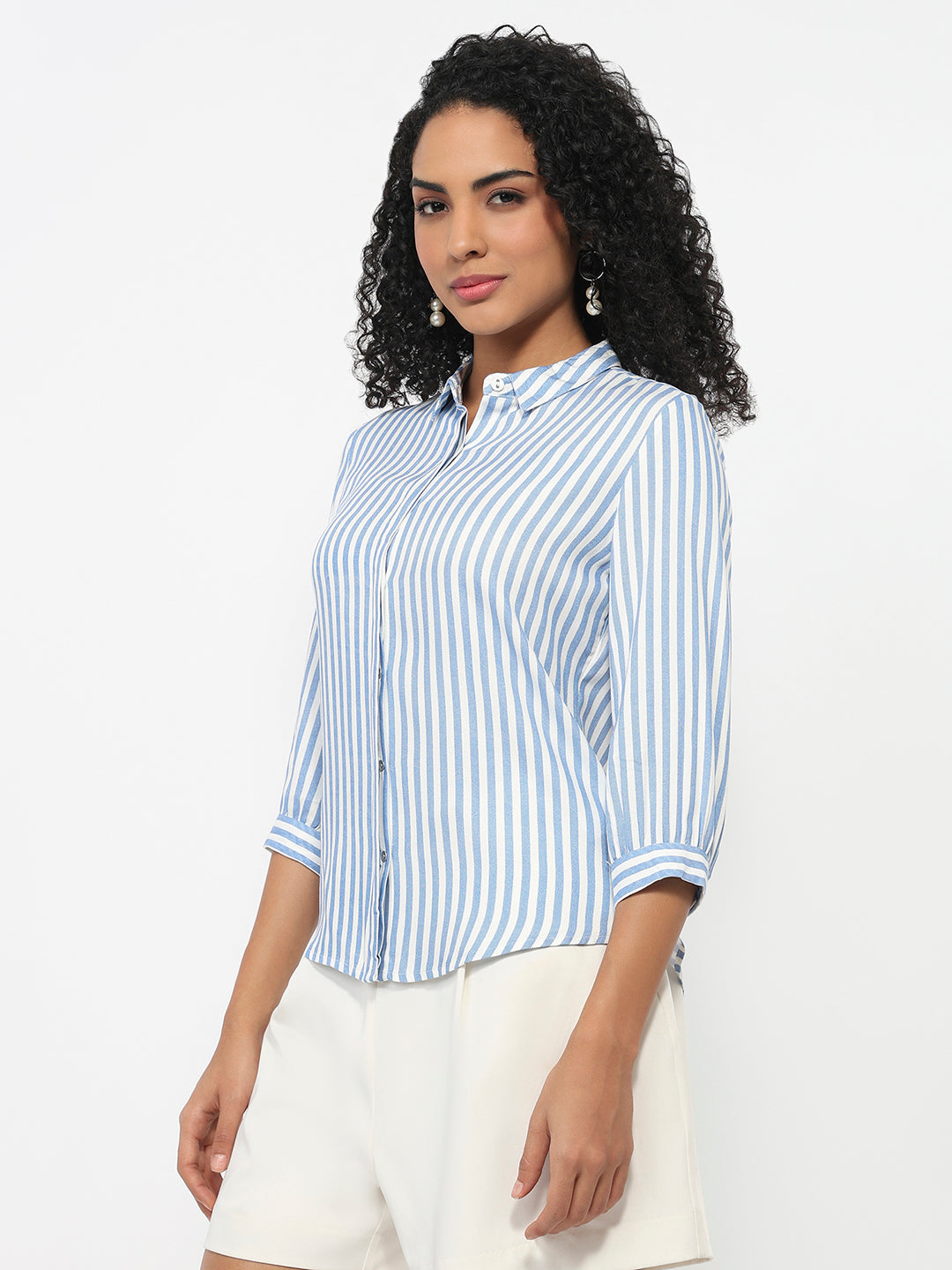 Women Blue/White Striped Shirt