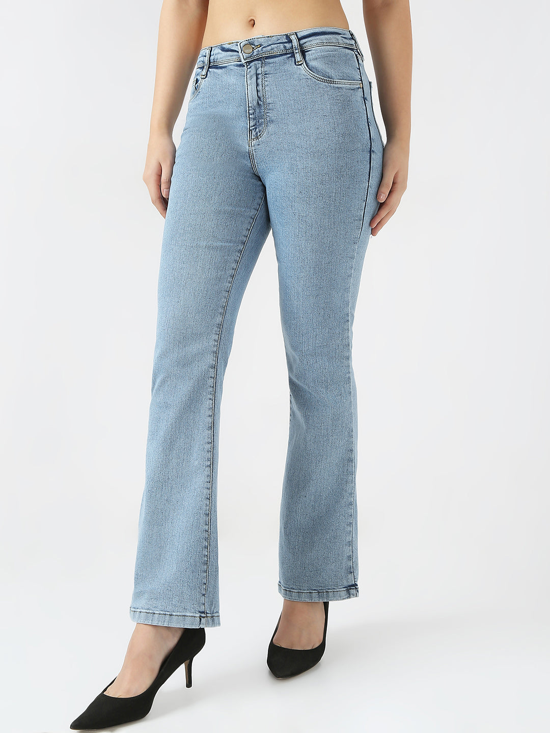 Women Ligh Blue High-Rise Bootcut Jeans