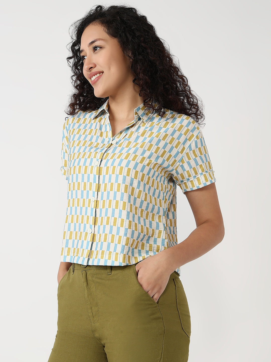 Women Multi Slim Crop Shirt