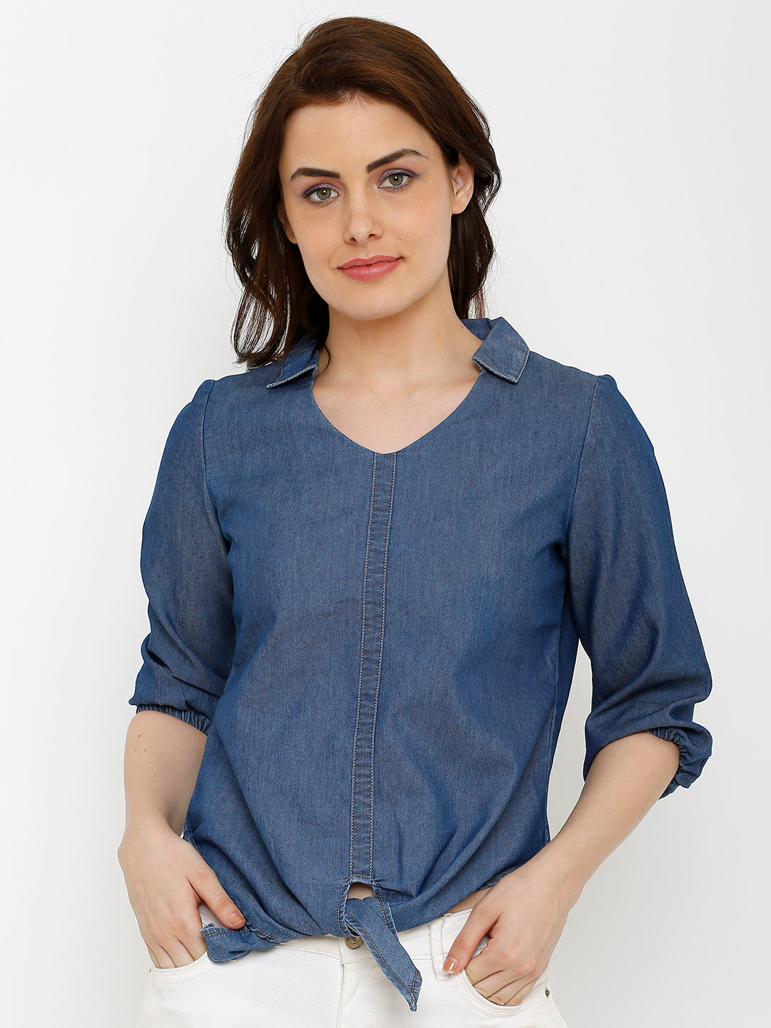 Women Blue Denim Top