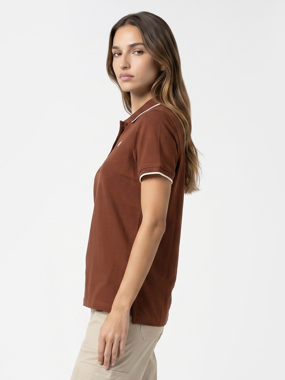 Women Sepia Polo T-Shirt