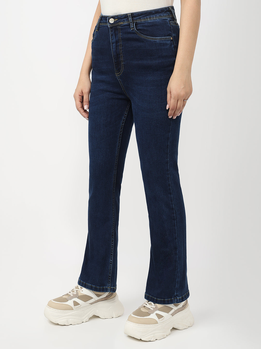 Women Blue Mini Flare Jeans