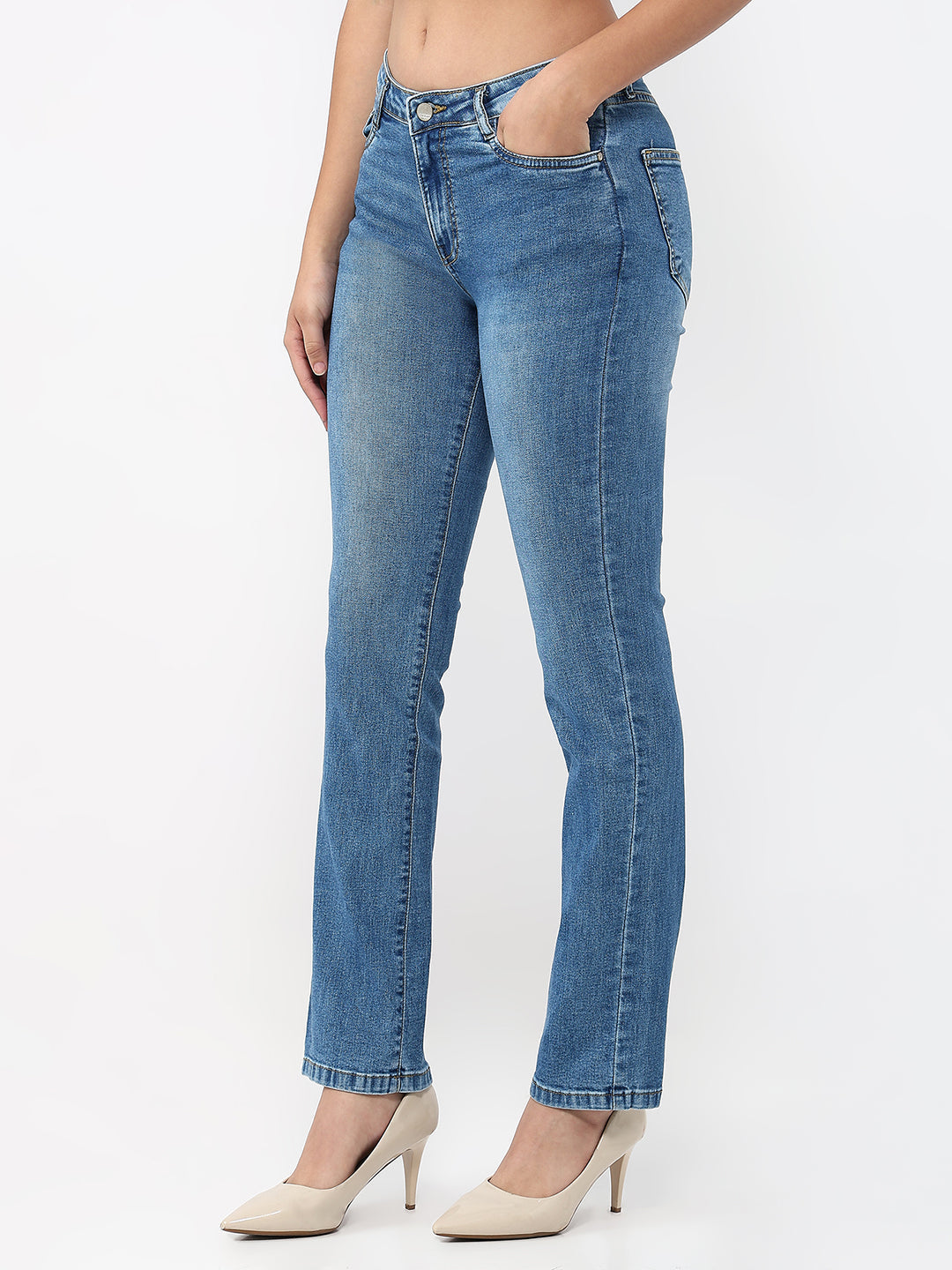 Women Blue Slim Straight Fit Jeans