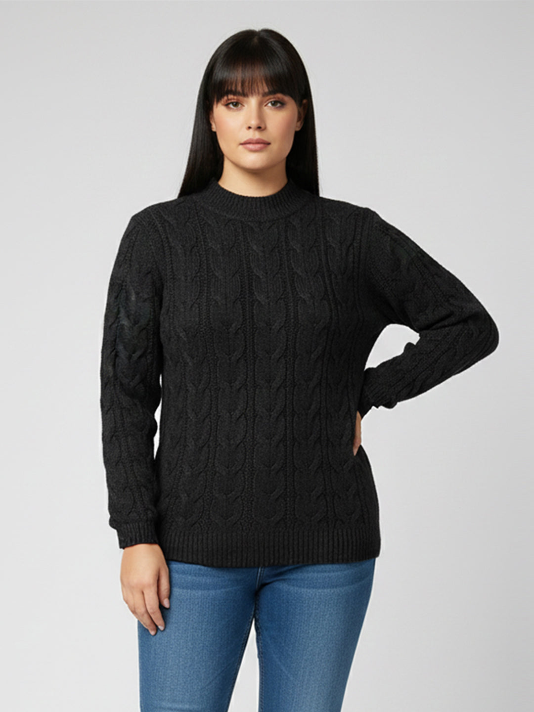 Women Black Slim Fit Sweater