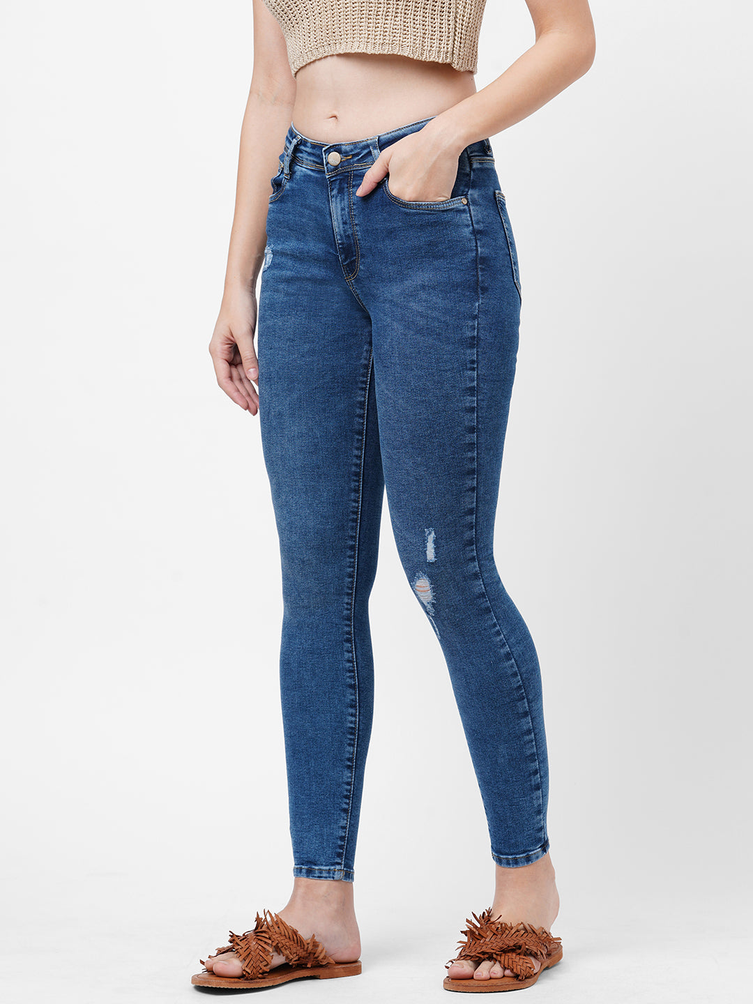 Women Blue High-Rise Skinny Jeans